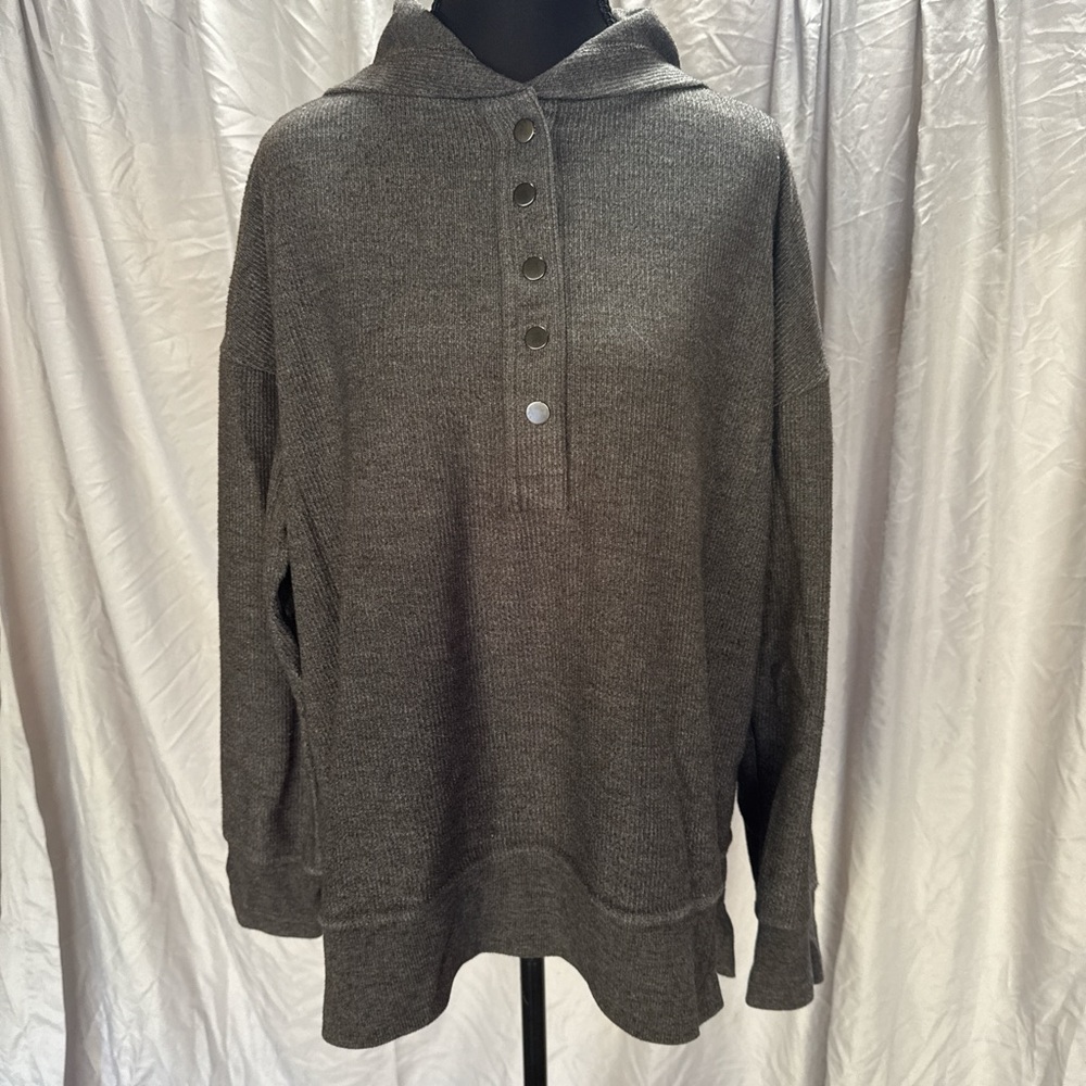 Men's Gray Button-Up Hoodie